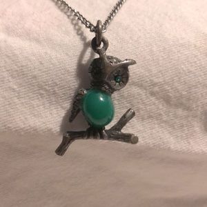 Green owl necklace